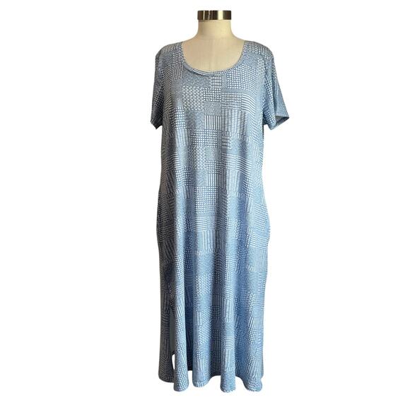 Cuddl Duds CottonWear Blue Chambray Print Midi Dress - Picture 1 of 8